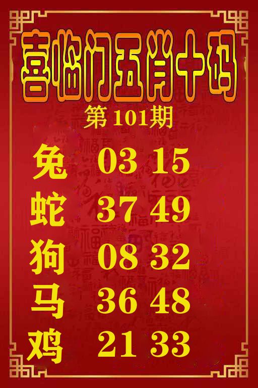 喜临门五肖十码 第101期