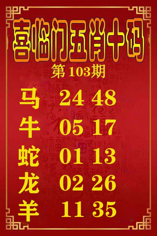 喜临门五肖十码 第103期