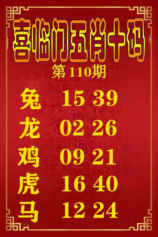 喜临门五肖十码 第110期