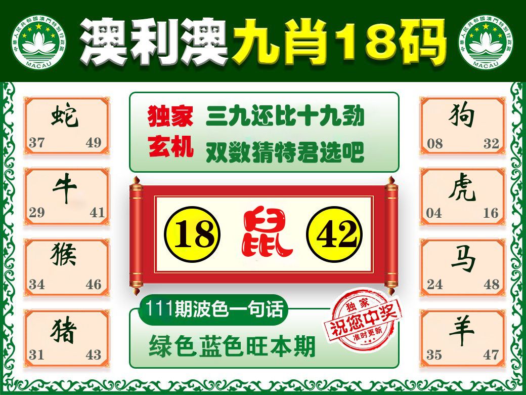 澳利澳九肖 第111期