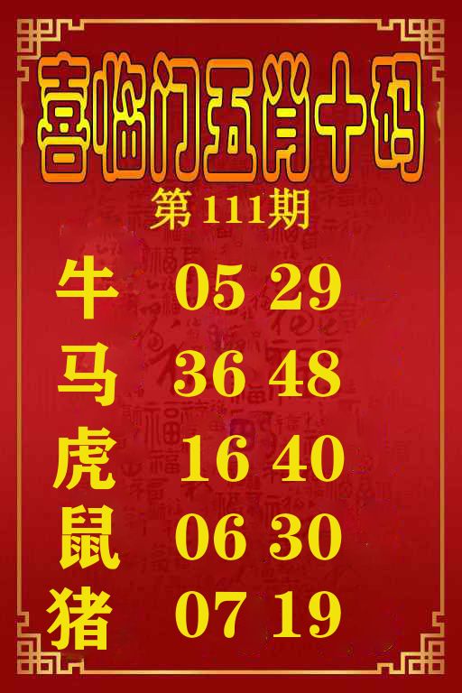喜临门五肖十码 第111期