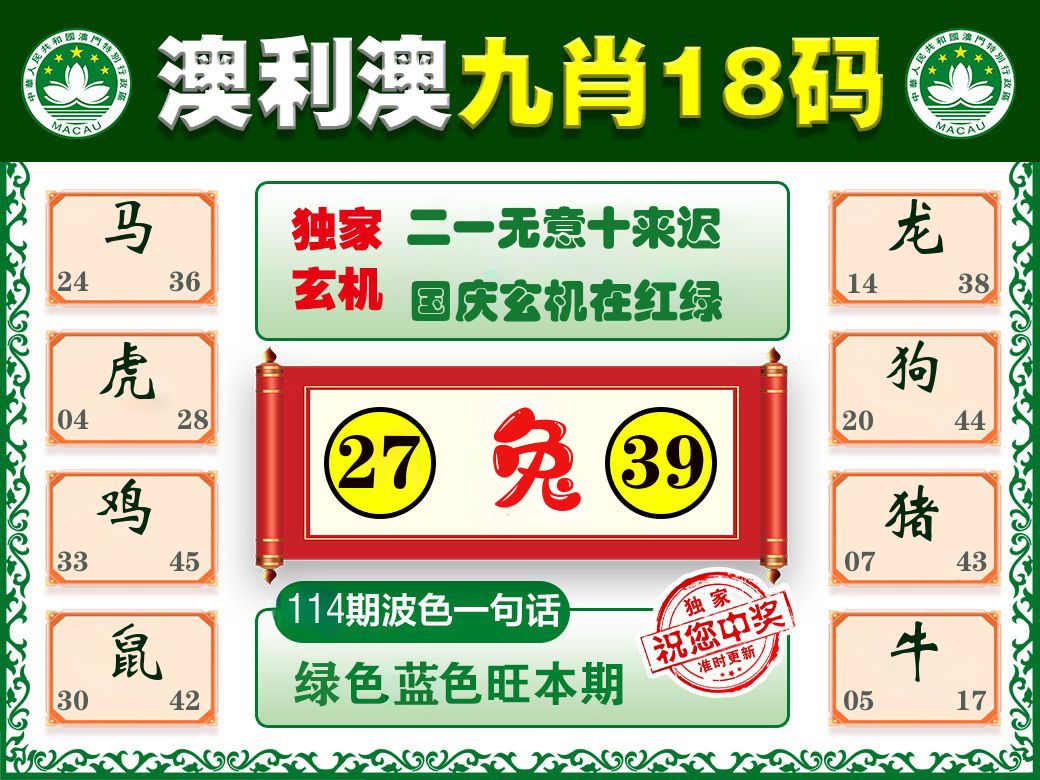 澳利澳九肖 第114期