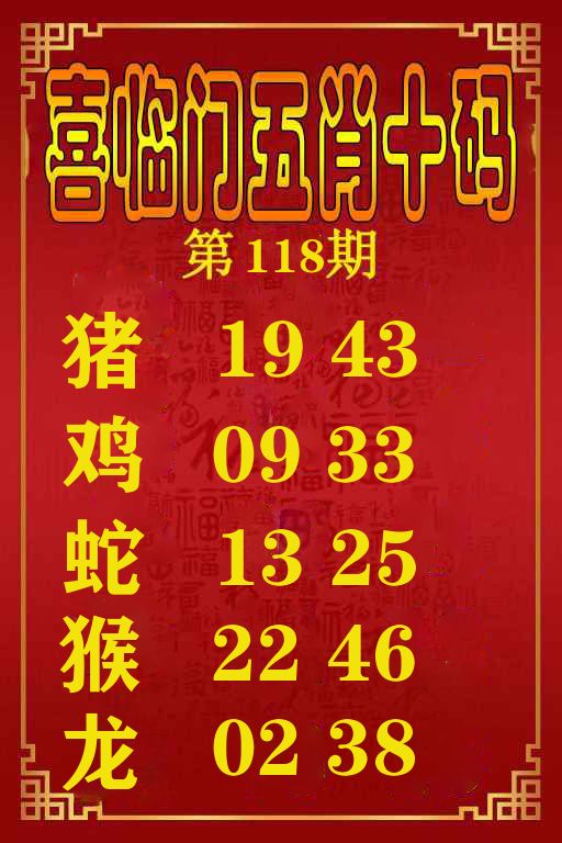 喜临门五肖十码 第118期