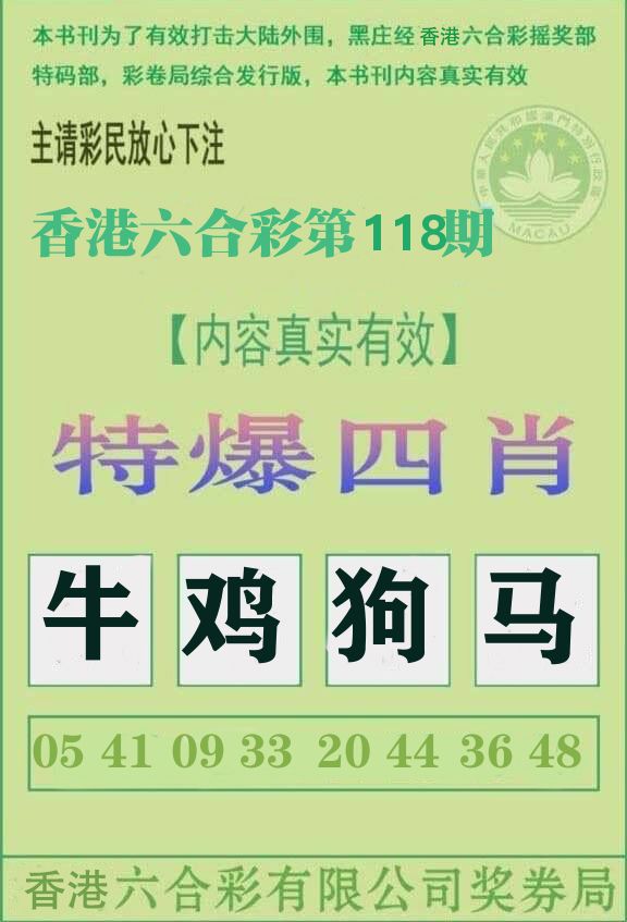 特爆四肖 第118期