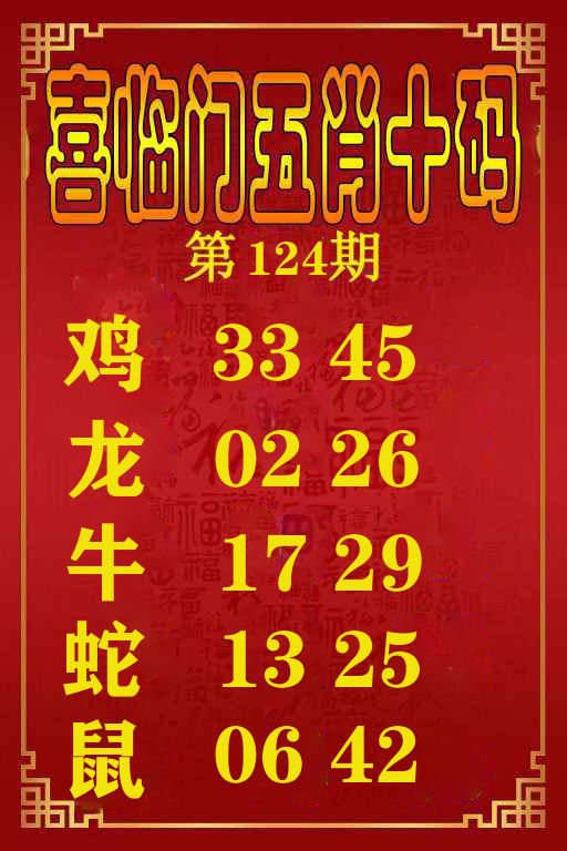 喜临门五肖十码 第124期