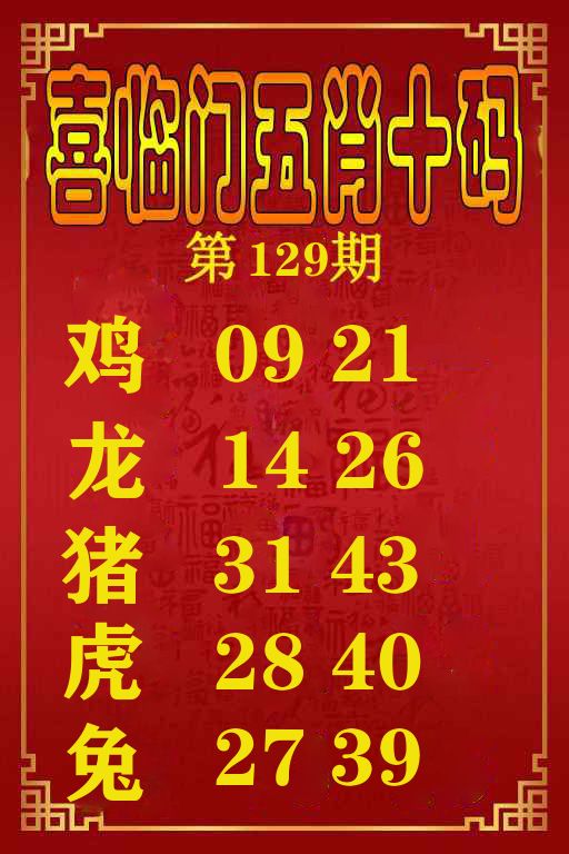 喜临门五肖十码 第129期