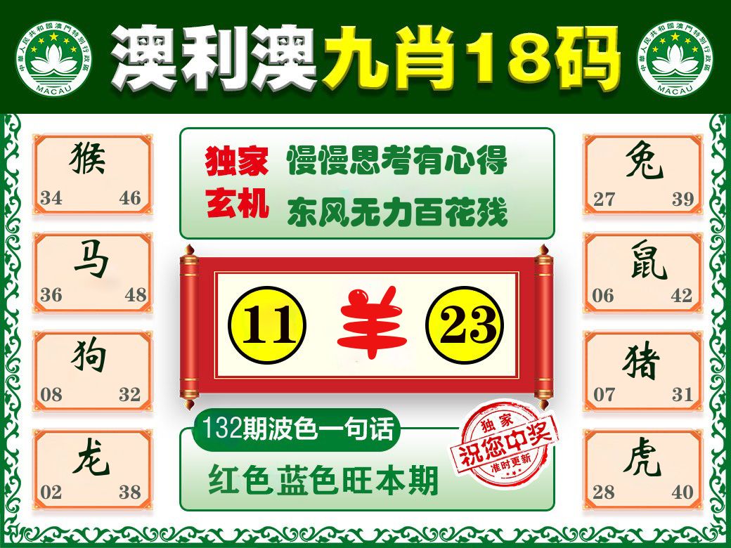 澳利澳九肖 第132期