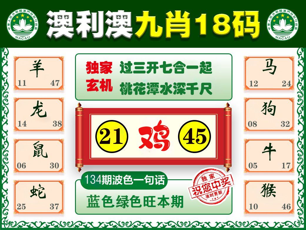 澳利澳九肖 第134期