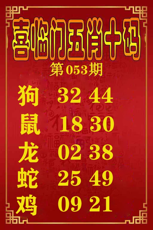 喜临门五肖十码 第53期