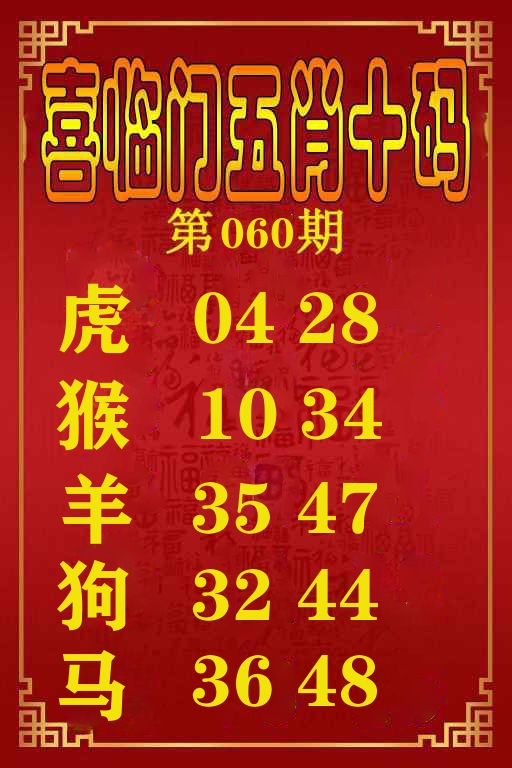 喜临门五肖十码 第60期