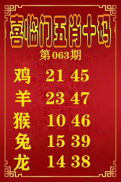 喜临门五肖十码 第63期