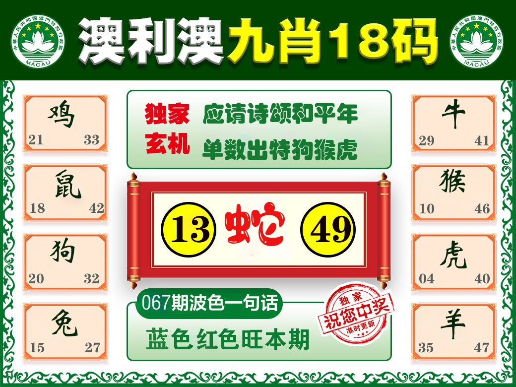 澳利澳九肖 第67期