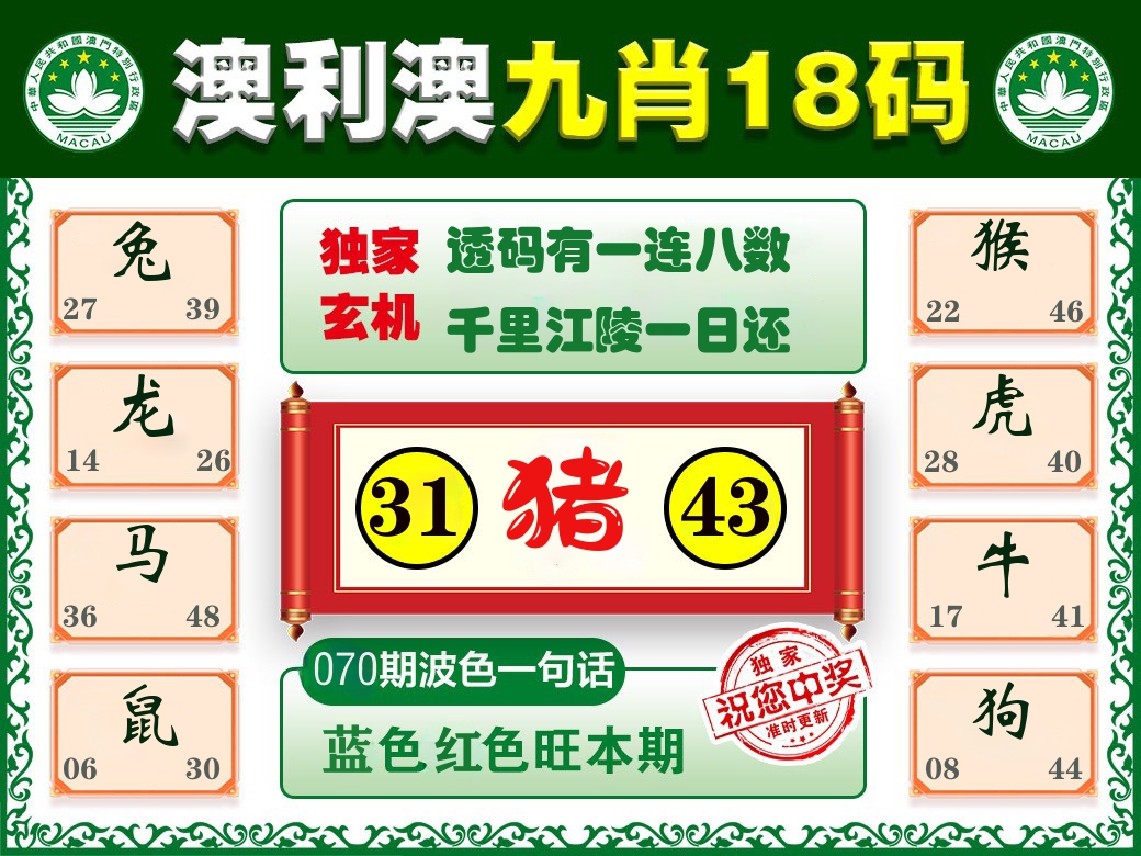澳利澳九肖 第70期
