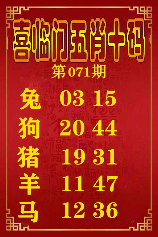 喜临门五肖十码 第71期