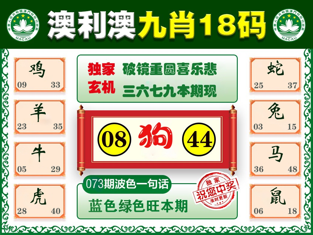 澳利澳九肖 第73期