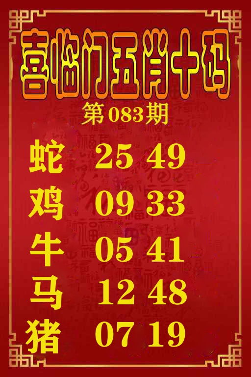 喜临门五肖十码 第83期