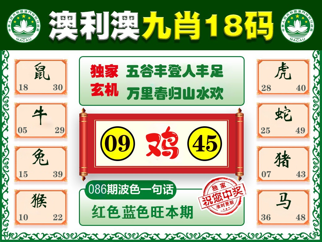 澳利澳九肖 第86期
