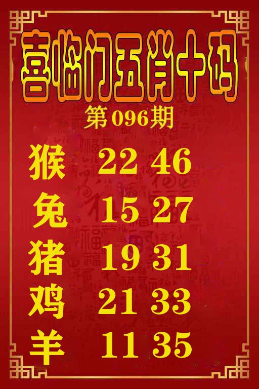 喜临门五肖十码 第96期