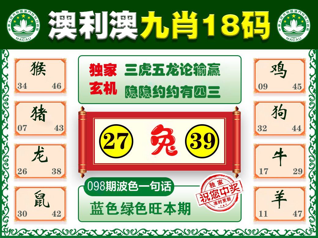 澳利澳九肖 第98期