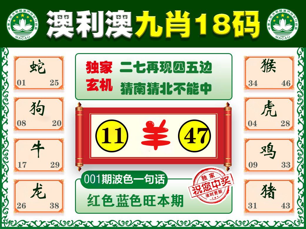 澳利澳九肖 第1期