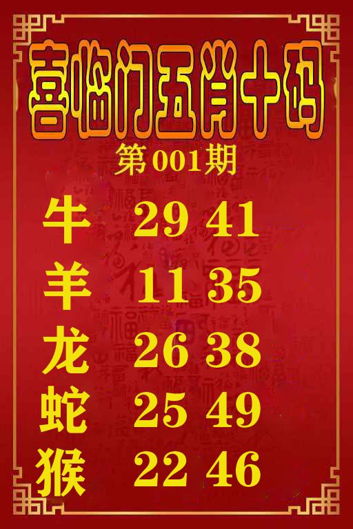 喜临门五肖十码 第1期