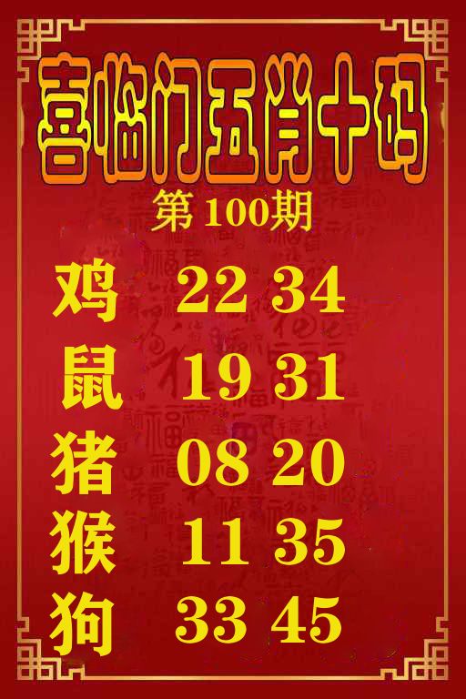 喜临门五肖十码 第100期