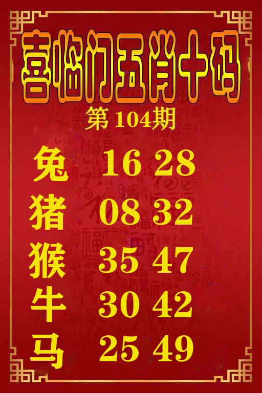 喜临门五肖十码 第104期