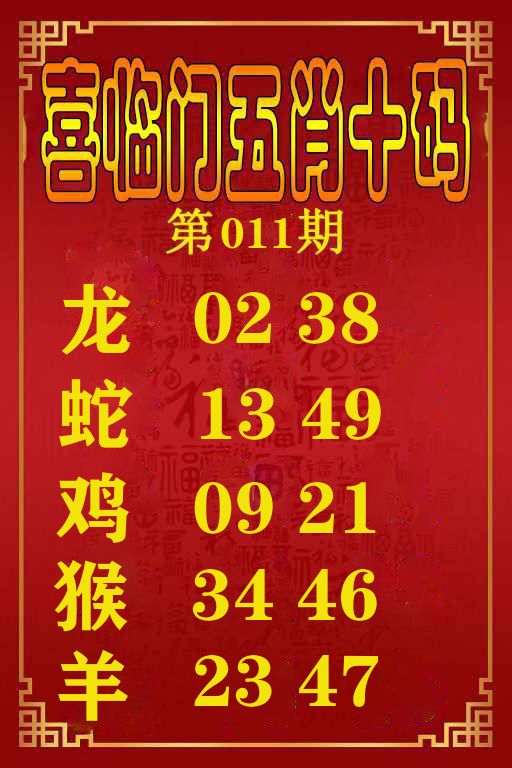 喜临门五肖十码 第11期