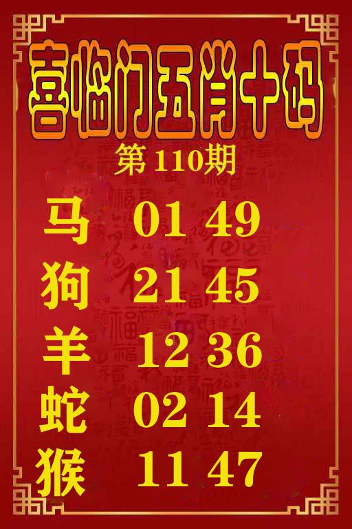 喜临门五肖十码 第110期