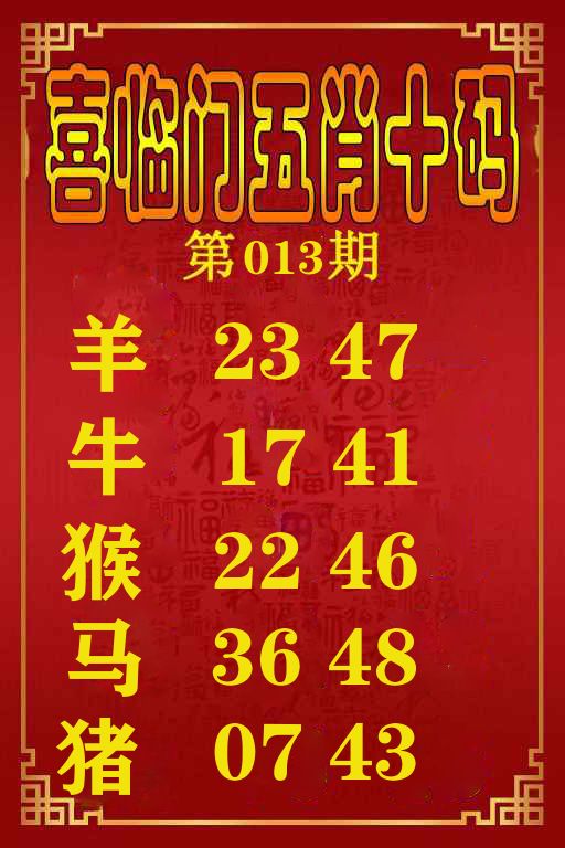 喜临门五肖十码 第13期