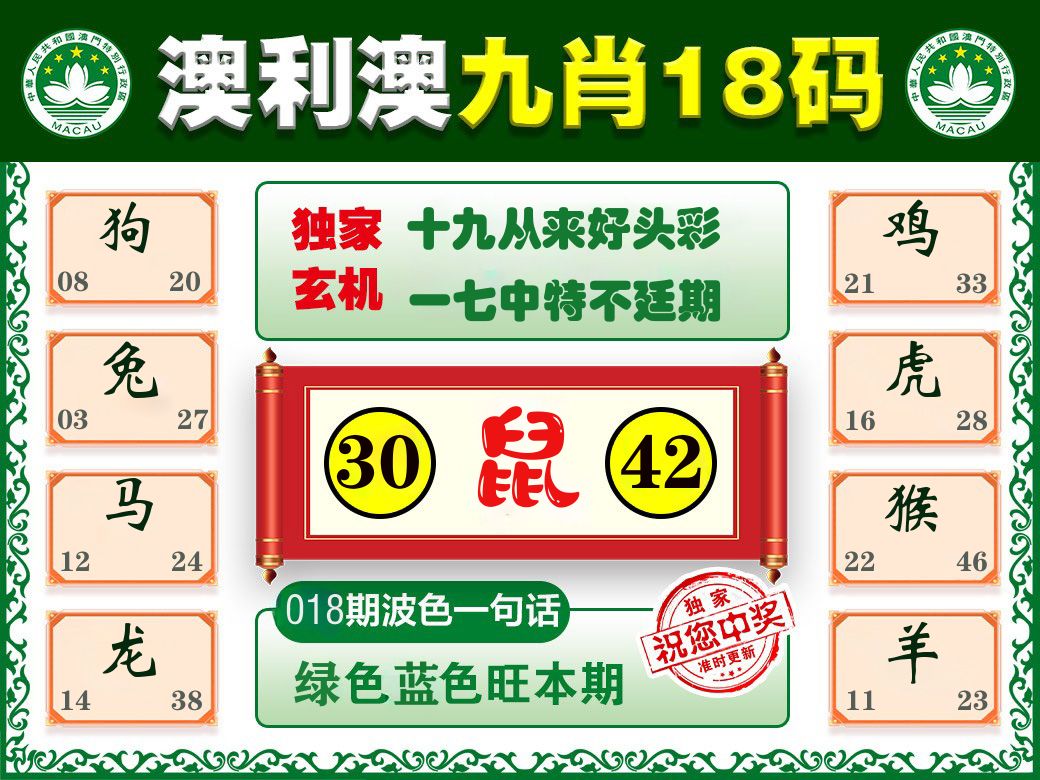 澳利澳九肖 第18期