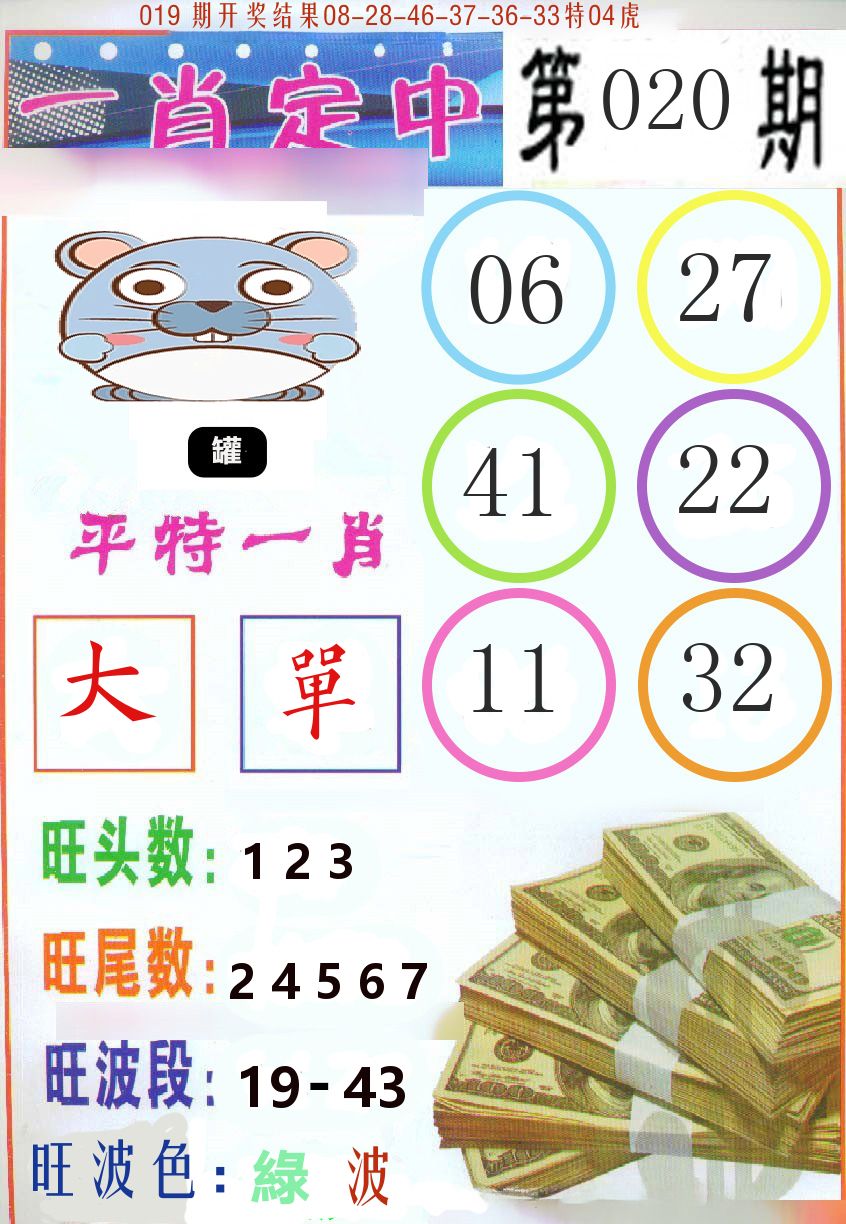 一肖定中 第20期
