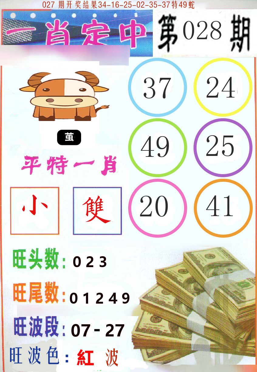一肖定中 第28期