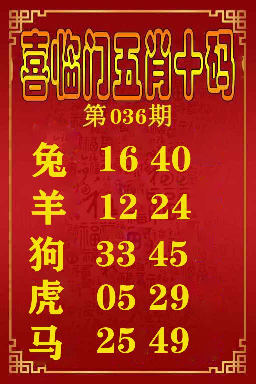 喜临门五肖十码 第36期