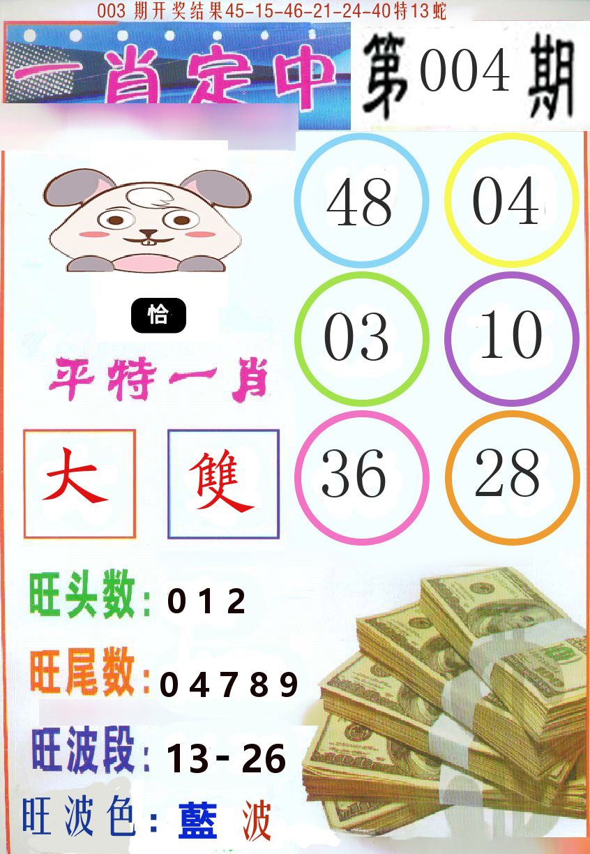 一肖定中 第4期