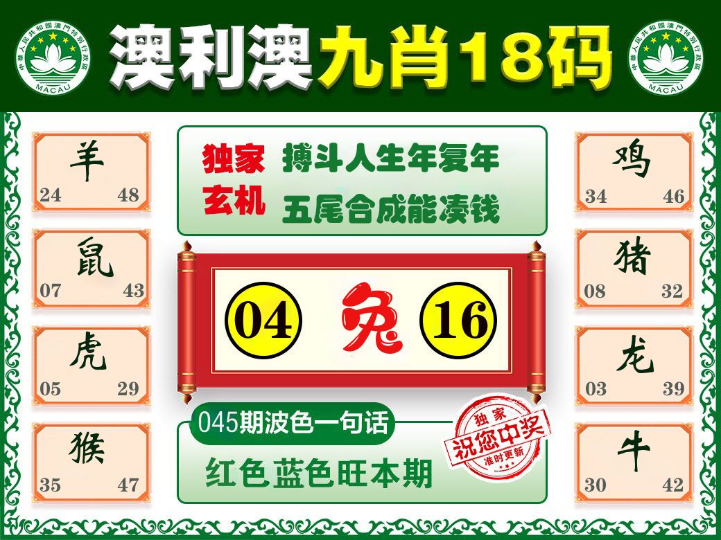 澳利澳九肖 第45期