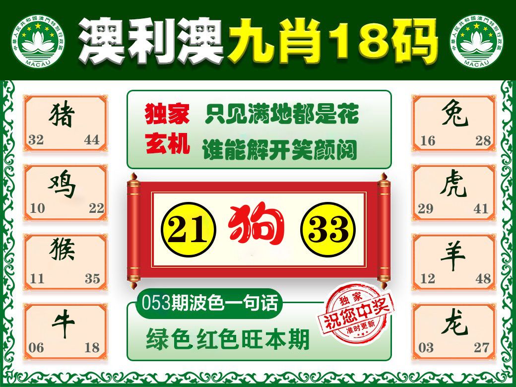 澳利澳九肖 第53期