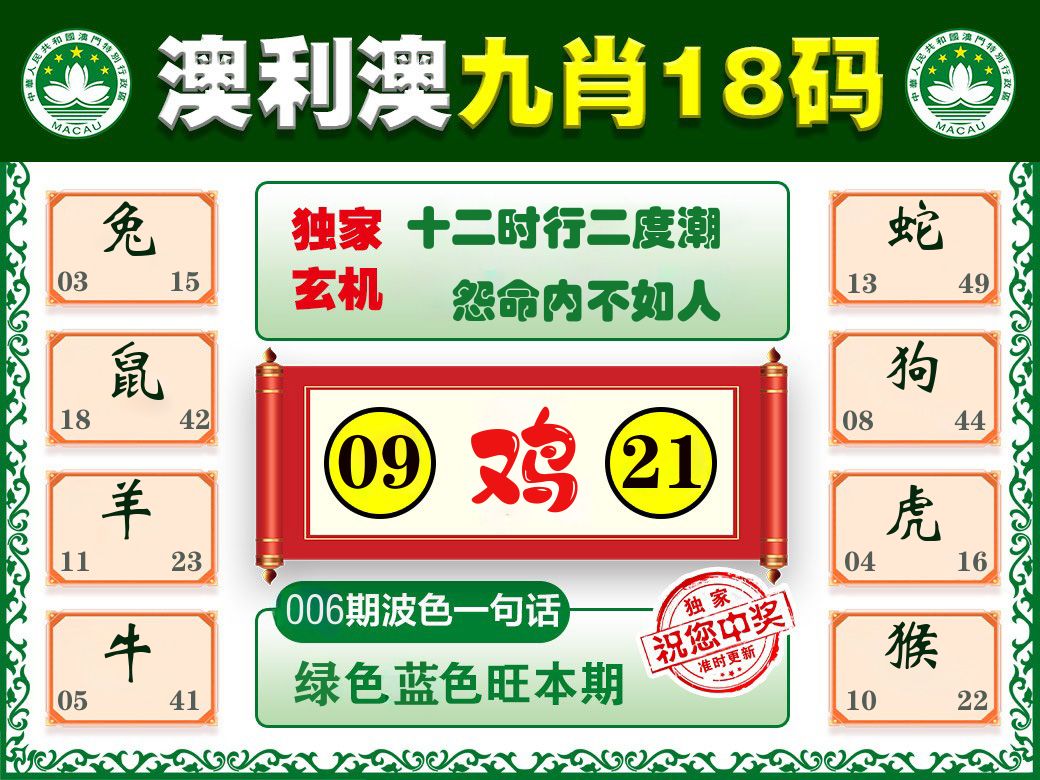 澳利澳九肖 第6期