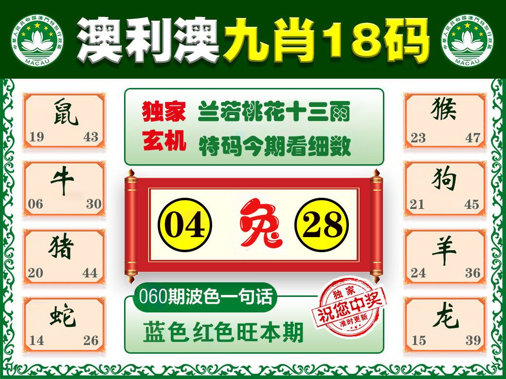 澳利澳九肖 第60期