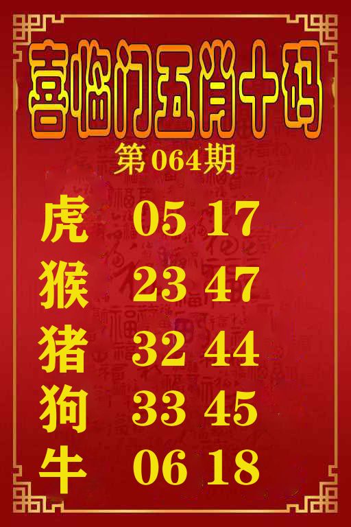 喜临门五肖十码 第64期