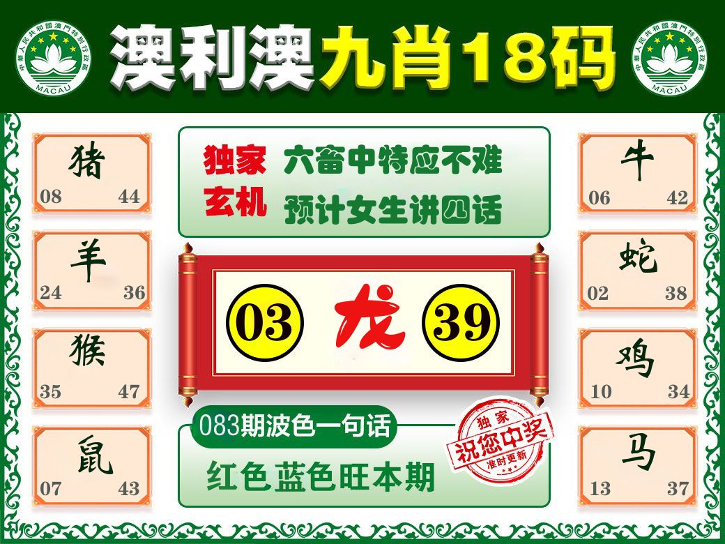 澳利澳九肖 第83期