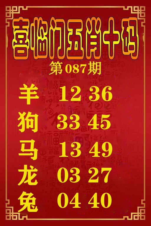 喜临门五肖十码 第87期
